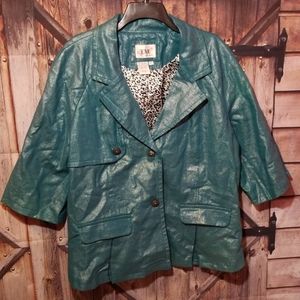 Metallic aqua live a little 1x jacket